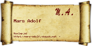 Mars Adolf névjegykártya